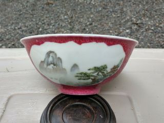 Fine Old Chinese Porcelain Bowl Scenic Famille Rose