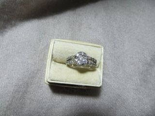 Retro Vintage Sparkle Cluster Engagement Diamond Ring 14k Solid White Gold S.  6