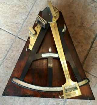 Antique Mariners 19thc Ebony & Brass Signed Octant In Case Marine (sextant)