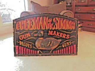 Antique Vintage 30x24 Freeman And Simms Gun Makers Wooden Sign