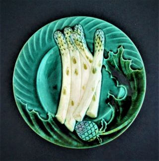 Antique French Salins Majolica Asparagus Plate