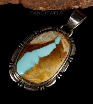 Neat Old Pawn Navajo Boulder Turquoise Sterling Vintage Pendant