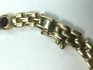 ITALIAN 14KYG natural GEMSTONE ETRUSCAN lin chain bracelet 7 - 3/8 