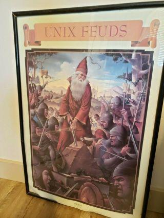 Rare 1990 Wizard Unix Feuds Poster By Unitech