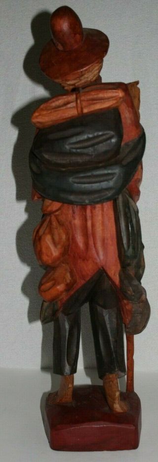 Very Cool Vintage Hand Carved Wooden Hobo Man Figurine Statue Folk Art 22 