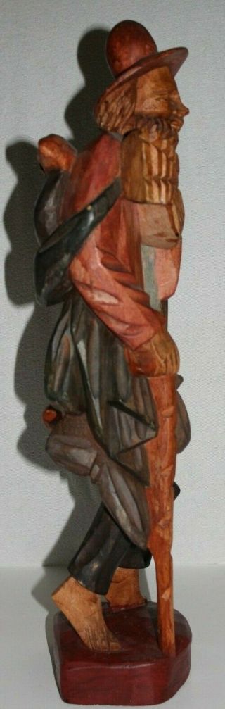 Very Cool Vintage Hand Carved Wooden Hobo Man Figurine Statue Folk Art 22 