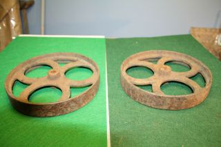 2 Antique Cast Iron Industrial Spoke Wheels