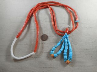Old Pueblo Necklace 2 Strands Coral With Blue Natural Turquoise Jaclas