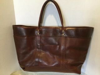 Vintage Jw Hulme Brown Continental Large Tote Bag Full Grain Usa Leather - $695