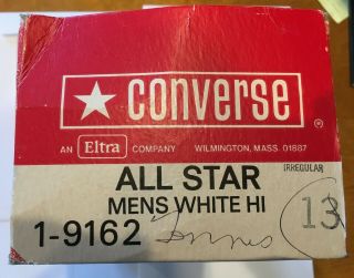 Vtg Converse Chuck Taylor All Star White Sz 13 Blue Label Tag high tops 8