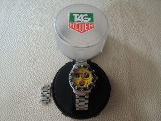 Tag Heuer 2000 Ca1213 Yellow Ss Chronograph Watch Mens