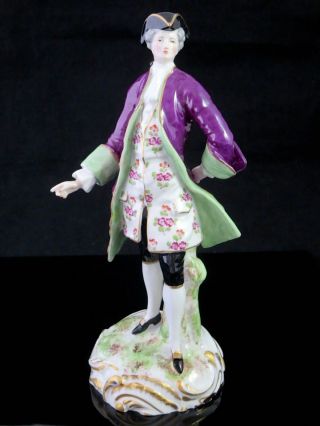 Vintage French Porcelaine De Paris French 18th C.  Gentleman Figurine