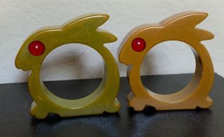 Vintage Bakelite Napkin Rings Chicks & Bunnies 4