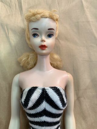 Vintage Barbie RARE 3 Blonde Ponytail Barbie All Makeup with Blush 4