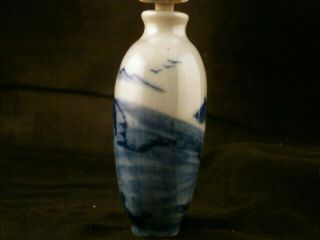 Lovely 19thC Chinese Blue & White Porcelain Landscape Snuff Bottle H008 3