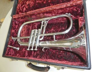 Vintage Silverplated Antoine Courtois Paris Flugelhorn,  Case & Mpc