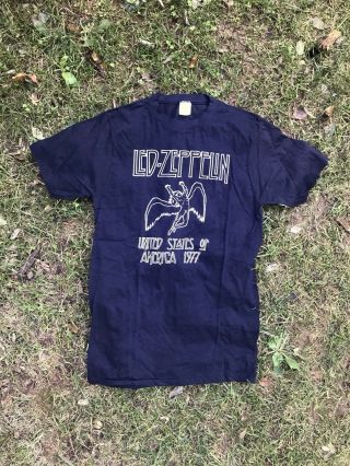 Vintage 1977 Led Zeppelin Tour Tee Ched Tag Single Stitch Made In Usa Rock Band
