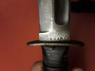 Vintage WW2 USMC Ka - Bar Type Fighting Knife w/Leather Sheath 3