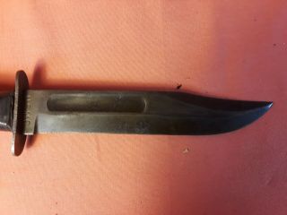 Vintage WW2 USMC Ka - Bar Type Fighting Knife w/Leather Sheath 5
