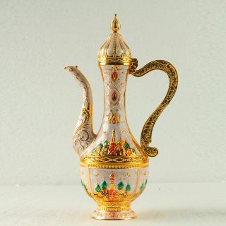 Chinese Exquisite Cloisonne Teapot Carved Castle R0005