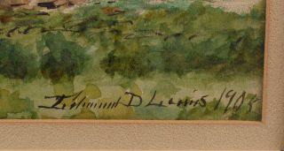 Antique EDMUND DARCH LEWIS Maritime Watercolor Painting,  Steamship & Sailboats 7
