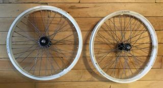 Vintage Acs Z Rims Wheels With Suzue Hubs Pair Set White Bmx Old School