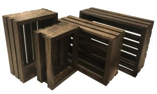 Rustic Wood Crates Hand Crafted Set Of 4