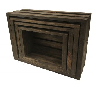 Rustic Wood Crates Hand Crafted Set of 4 2