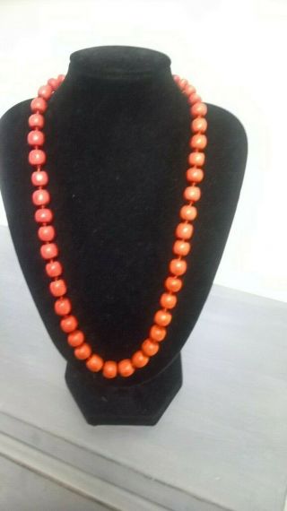 Vintage Natural Red Coral Beads Necklace 48g