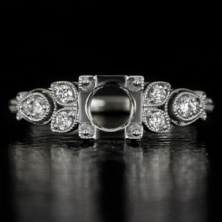 Vintage Diamond 14k Engagement Ring Setting Art Deco Pears Round Cushion 6.  5mm
