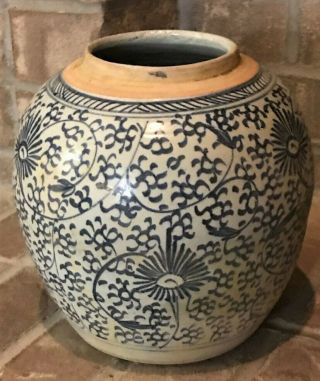 Antique Chinese Blue And White Ginger Jar /Underglaze blue double circles 2