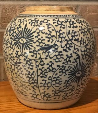 Antique Chinese Blue And White Ginger Jar /Underglaze blue double circles 5