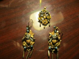 Pin Pendant and Earrings Set.  From the Georgian Era. 2
