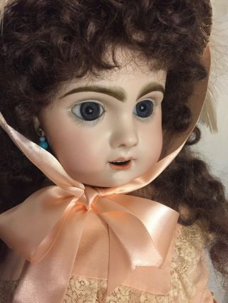 25” Tete Jumeau Fully Marked Antique French Bisque Doll - Stand