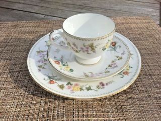 Wedgwood 3 Piece Luncheon Set Mirabelle Tea Cup And Saucer And Sandwich Plate