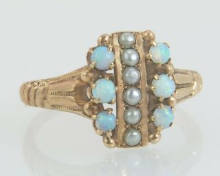 Antique Estate Art Deco 14k Yellow Gold.  30ct Opal & Seed Pearl Ring