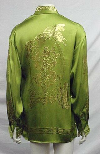 Nwt Rare Men Vintage Creme De Silk Metallic Silk Shirt Style Lime 5474 3xlarge