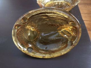 Vintage Glass Amber/Brown Hen on Nest Dish 5