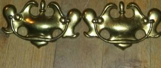 Vintage Chippendale Canadian Brass? Drop Bail Drawer Pull (2) 3 " Cntr 1g 2181