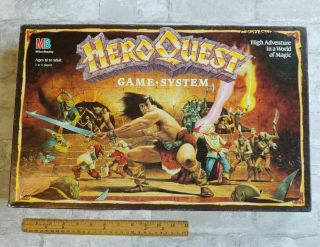 Vintage 1990 Hero Quest Game System Milton Bradley Mb Board Game,  Complete