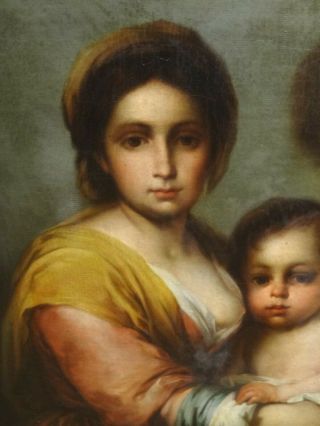Huge 18th Century Spanish Old Master Madonna Child Antique Oil Painting MURILLO 7