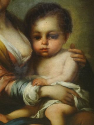 Huge 18th Century Spanish Old Master Madonna Child Antique Oil Painting MURILLO 8