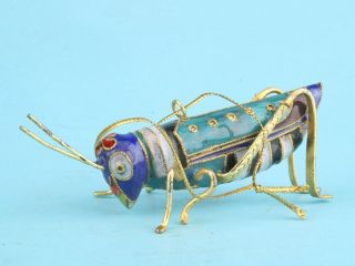 Unique Chinese Cloisonne Enamel Pendant Statue Animal Grasshopper Old Handicraft