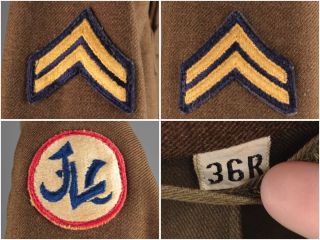 Vtg Men ' s WWII 1945 US Army Wool Ike Jacket sz 36 R 1940s 40s WW2 Uniform 4751 5