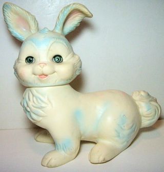 Vintage 1961 Mobley 10 " Bunny Rabbit Rubber Squeak Toy Moving Neck & Eyes