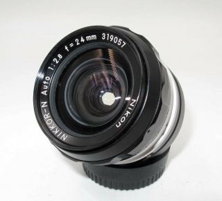 Vintage Nikon Nikkor - N 24mm F2.  8 Wide Angle Lens.  Great Cond.