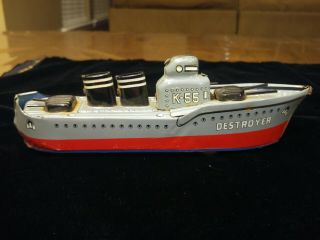 Vintage Wwii Japan Tin Litho (tn) K - 55 Destroyer Friction Gun Ship Boat Toy