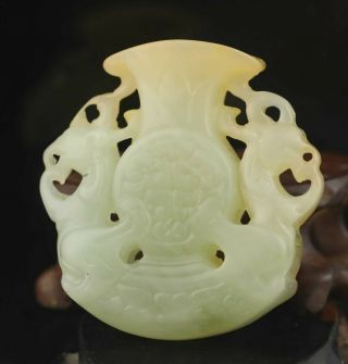 Chinese Old Jade Hand - Carved Statue Dragon Pendant 2.  1 Inch