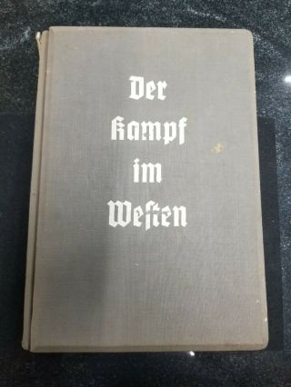 Vintage German 1940 Der Kampf Im Westen Book W/100 Stereo - Photo Cards And Viewer