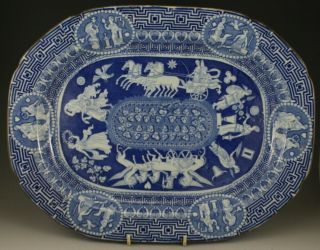 Antique Pottery Pearlware Blue Transfer Greek Platter & Drainer 1815 Not Spode 4